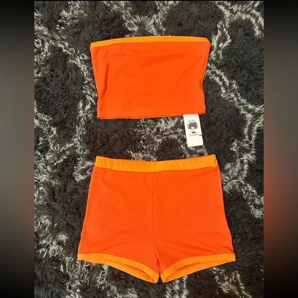 Fashion Nova Orange Crop Top Set - Picture 1 of 2